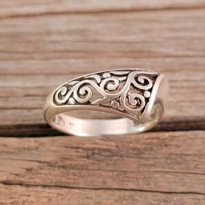 Sterling Silver Openwork Swirls Scroll  Ring